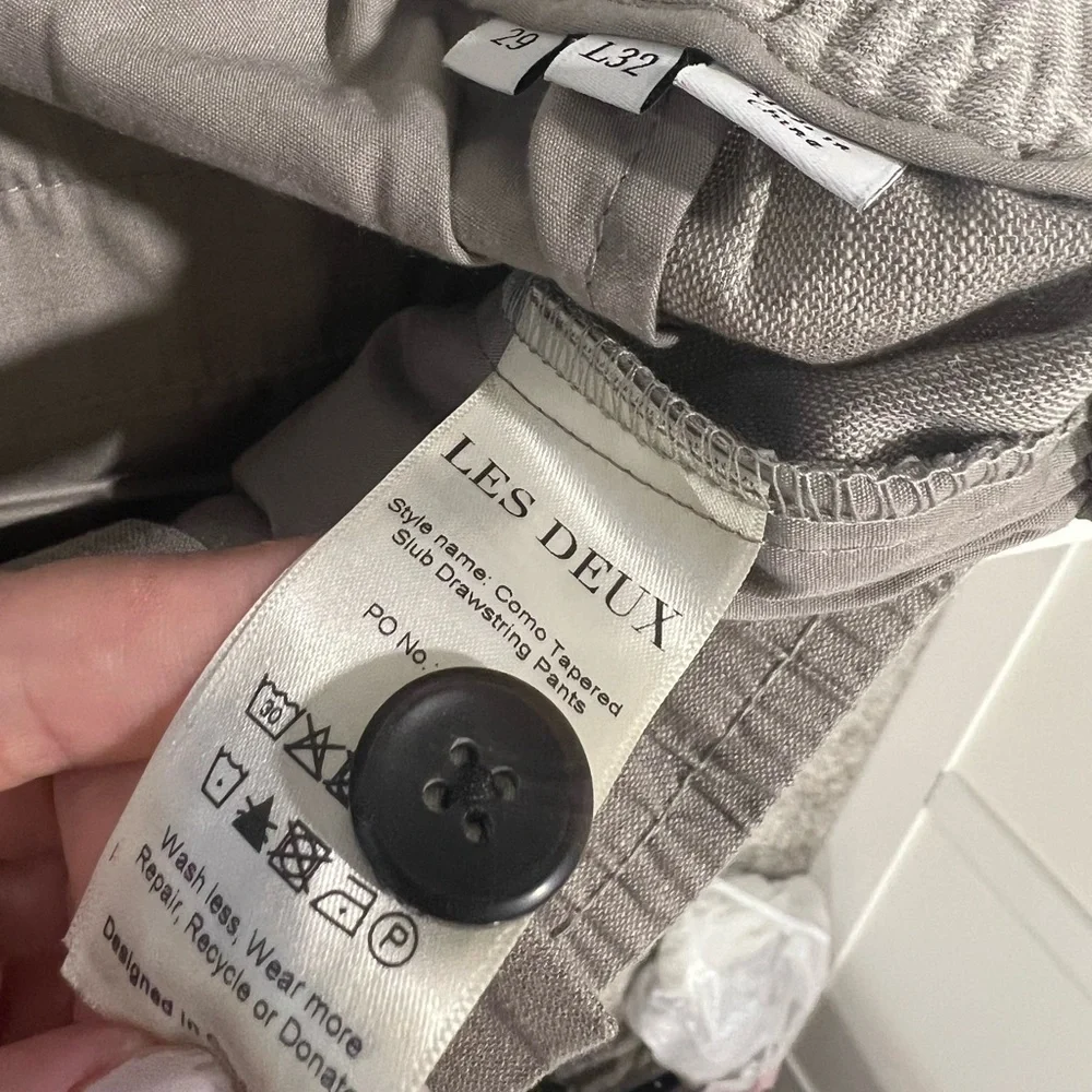 LES DEUX Como Tapered Linen Drawstring Pants Gray W29 L32 NWT